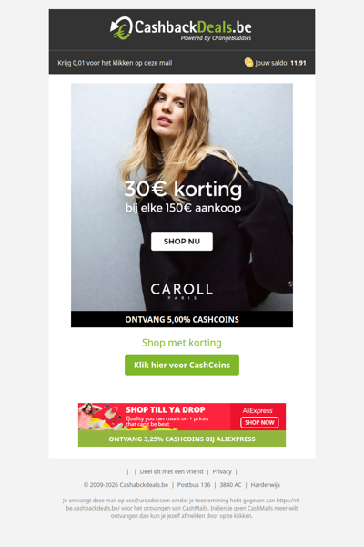 Ontvang 30 EUR korting bij Caroll!