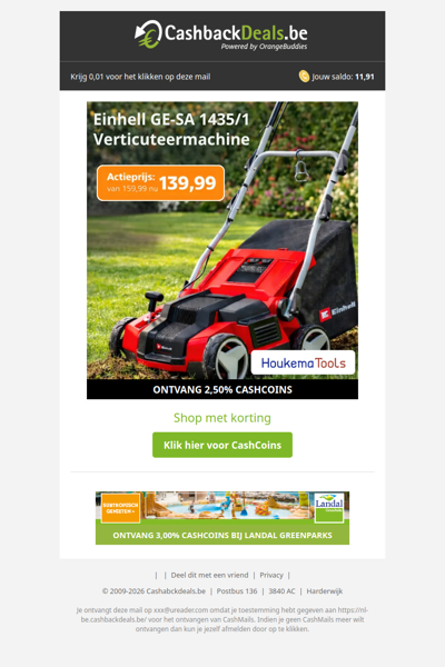 20 EUR korting op de Einhell verticuteermachine!