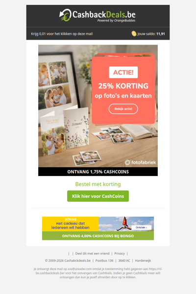 25% korting op foto's en kaarten bij Fotofabriek!