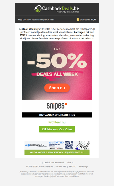 Tot 50% korting bij SNIPES!