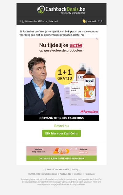 Tijdelijk 1+1 gratis bij Farmaline!