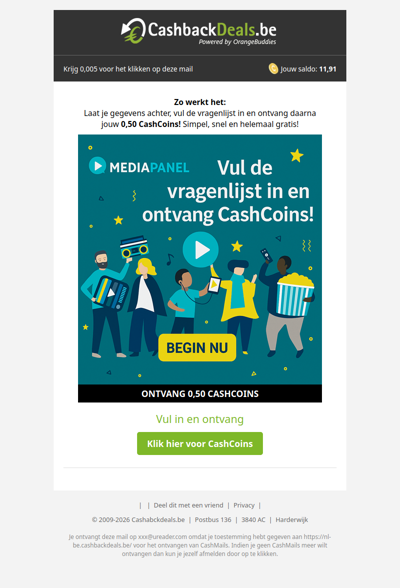 Geef je mening en ontvang CashCoins!