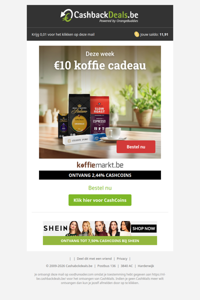 Ontvang 10 EUR koffie cadeau bij Koffiemarkt.be!
