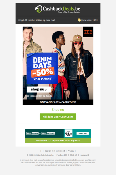 Denim Days bij ZEB: -50% op je 2e jeans!