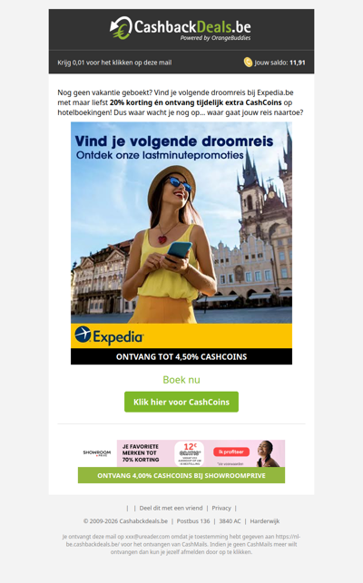 20% korting + extra CashCoins bij Expedia!