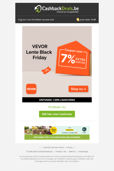 Lente Black Friday bij VEVOR: 7% extra korting!