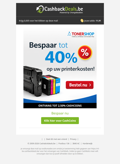 Bespaar tot 40% bij Tonershop!
