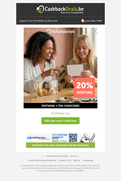 20% korting op cadeaus en fotoprints bij Fotofabriek!