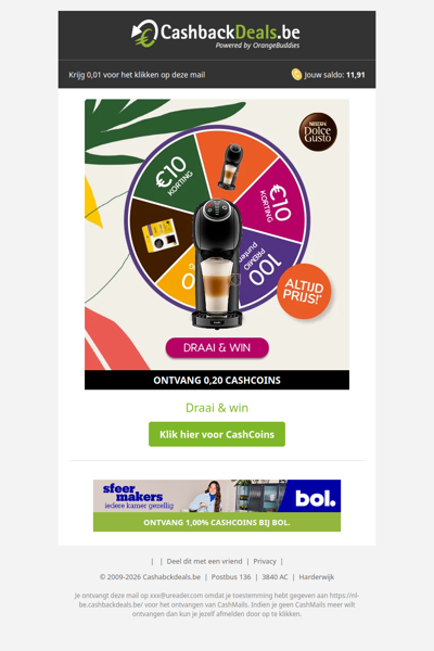 Draai aan het rad & win. Altijd prijs!