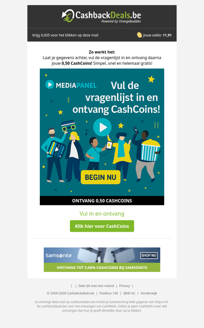 Geef je mening en ontvang CashCoins!