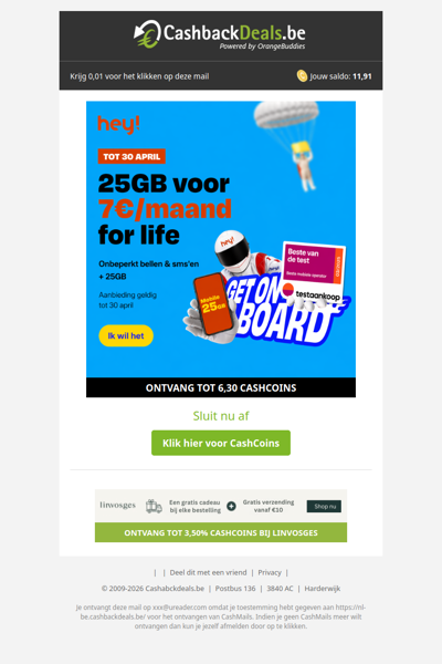 25GB voor 7 EUR per maand for life bij hey!