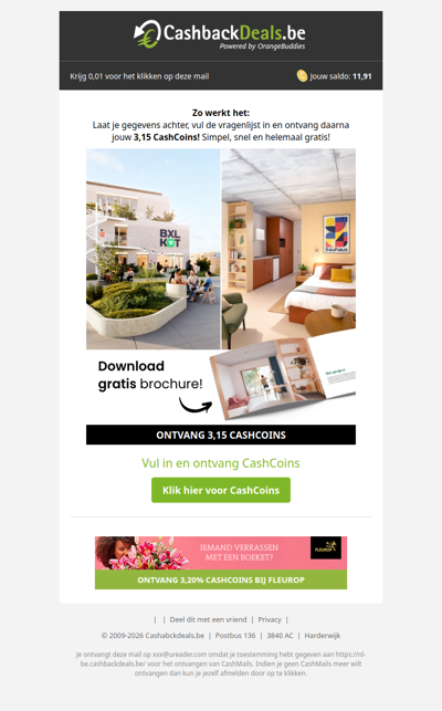 Ontvang snel 3,15 CashCoins!