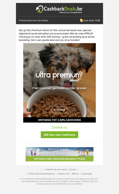 Premiumvoer gemaakt zonder granen bij Ultra Premium Direct!