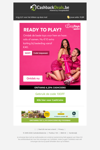 Ready to play? 10 EUR extra korting bij EasyToys!