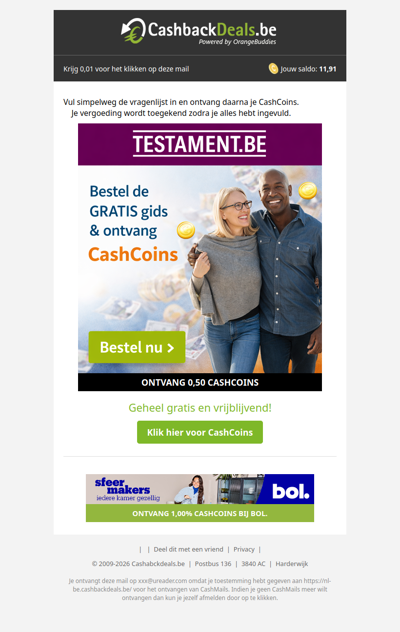 0,50 CashCoins + een gratis gids!