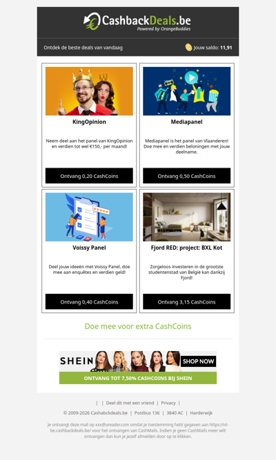 Ontdek deze deals en verdien CashCoins!