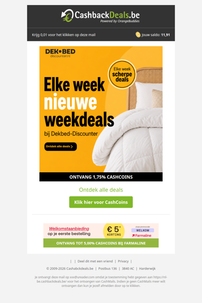 Elke week nieuwe weekdeals bij Dekbed-Discounter