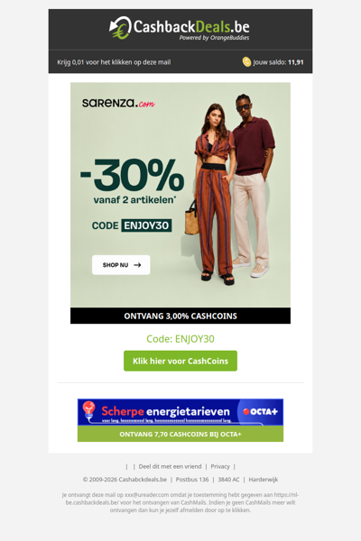 30% korting bij Sarenza