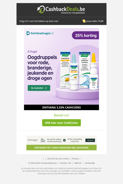 Tijdelijk 25% korting op A.Vogel bij De Online Drogist