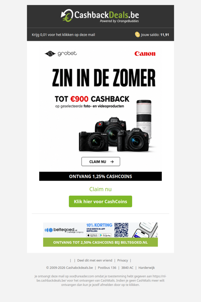 Ontdek Canon producten met hoge cashback deals