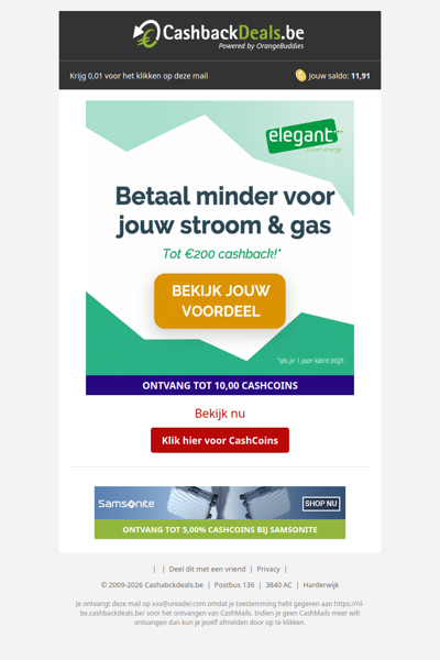Bespaar op stroom en gas én ontvang tot €200 cashback
