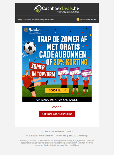 Scoor nu: gratis cadeaubonnen of 20% korting