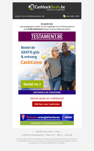 Bestel gratis de gids van Testament.be én ontvang CashCoins!