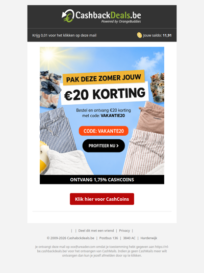 Pak jouw zomervoordeel met €20 korting!