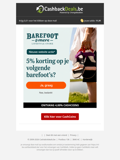 Profiteer nu van 5% korting op barefoot schoenen.