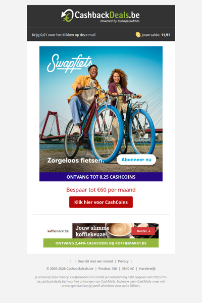 Tot 60 EUR korting per maand op je fietsabonnement!