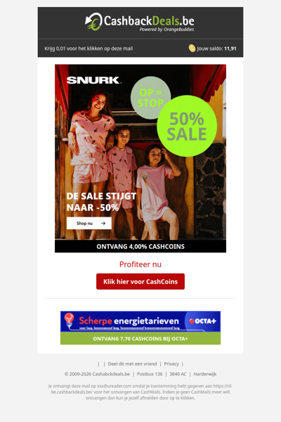 Mis de SNURK Sale niet, op = op!