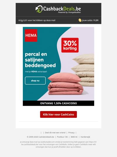Slaap heerlijk met 30% korting op percal en satijnen beddengoed bij HEMA!