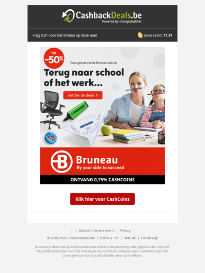 Terug naar school of werk? Start goed en profiteer tot 50% korting bij Bruneau!