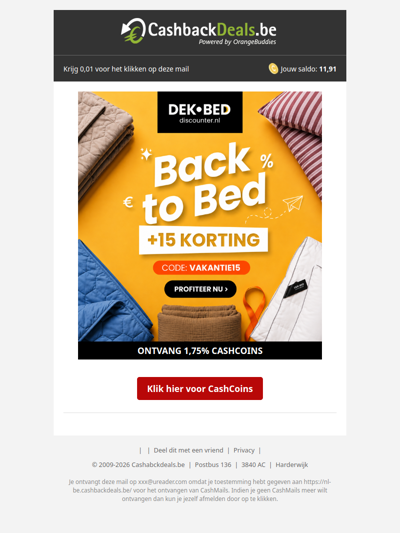 Back to Bed: €15 Korting op Jouw Slaapcomfort