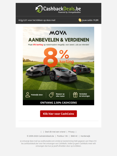MOVA: Deel & Bespaar – 8% Korting op Robotmaaiers