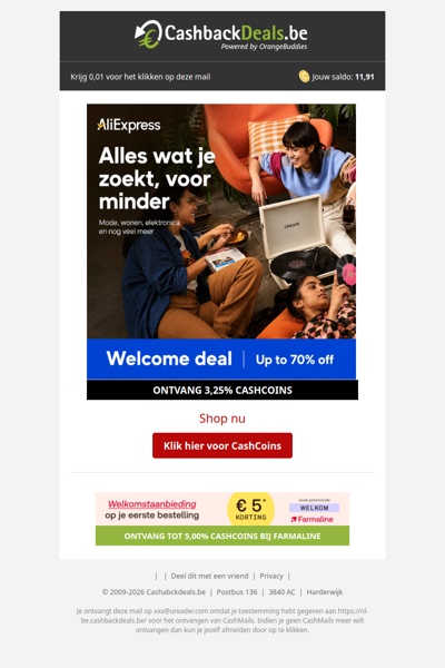 Welkomskorting tot 70% – jouw volgende koopje begint hier