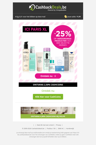 Verwen jezelf met 25% korting bij ICI PARIS XL