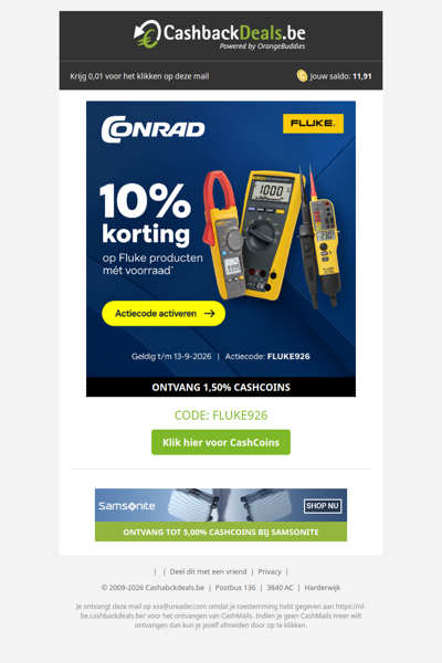 10% korting op Fluke bij Conrad