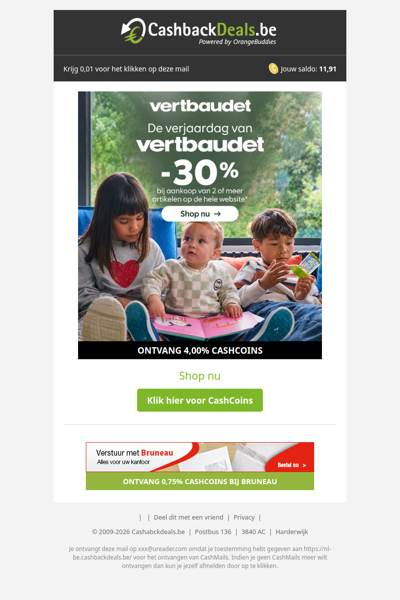 Vertbaudet is jarig: profiteer van 30% korting!