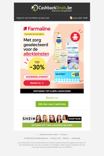 Tot 30% korting op baby essentials bij Farmaline