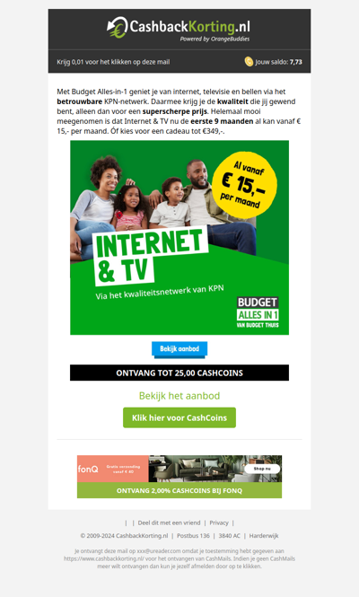 Internet & TV al vanaf 15 EUR per maand