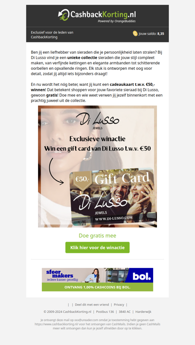 Exclusieve ledenactie: win een gift card t.w.v. 50 EUR van Di-Lusso!