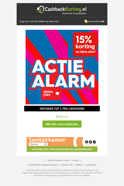 15% korting op bijna alles bij HEMA!