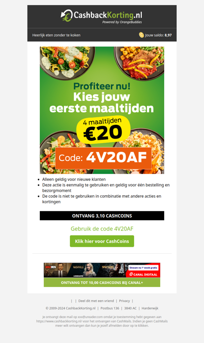 4 maaltijden voor 20 EUR!