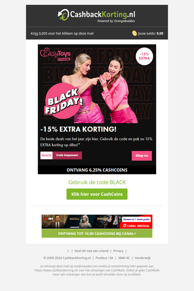 15% extra korting op alles!