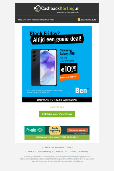 Samsung A55 voor maar 10 EUR p/m bij BEN