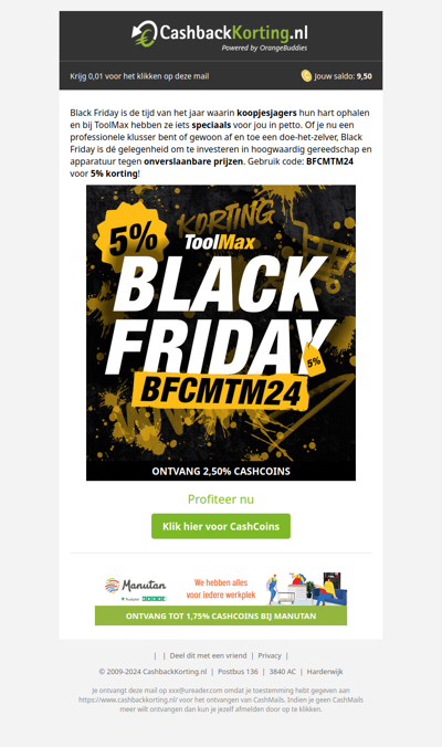 5% Black Friday korting bij Toomax