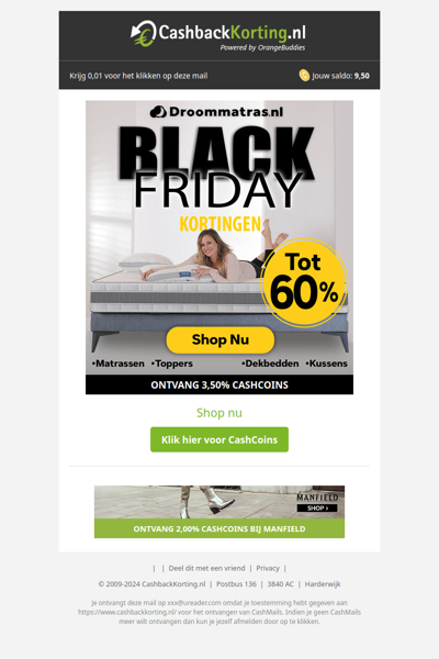 Tot wel 60% Black Friday korting bij Droommatras