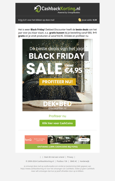 Black Friday artikelen al vanaf 4,95 EUR bij Dekbed-Discounter