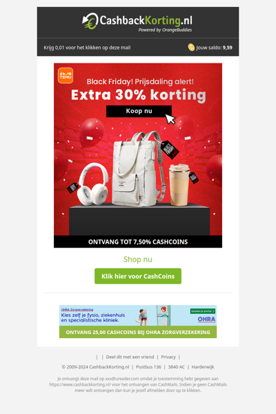 Laatste dag extra 30% korting bij TEMU